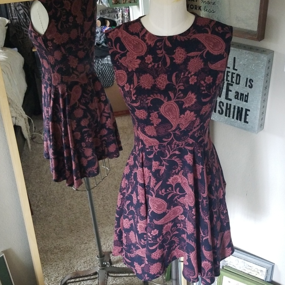 Navy, Purple & Mauve Paisley Three-e-n-a Dress